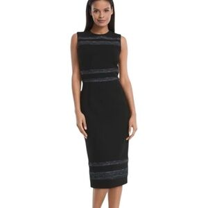 White House Black Market Striped Black Dress Sz 4
